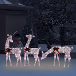 vidaXL Christmas Reindeer Family Gold Warm White Mesh Lighted Reindeer Set