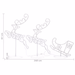 vidaXL Acrylic Christmas Flying Reindeer&Sleigh Blue Lighted Reindeer Set - Additional view 9