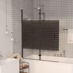 vidaXL Folding Shower Enclosure ESG Black Shower Screen Cubicle Bath Cabin - Additional view 6