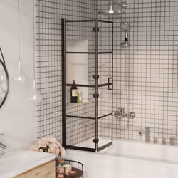vidaXL Folding Shower Enclosure ESG Black Bathroom Shower Cabin Cubicle Screen