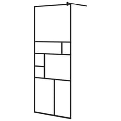 vidaXL Walk-in Shower Wall with Clear ESG Glass Black Bathroom Shower Screen