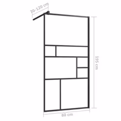 vidaXL Walk-in Shower Wall with Clear ESG Glass Black Bathroom Shower Screen