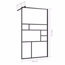 vidaXL Walk-in Shower Wall with Clear ESG Glass Black Bathroom Shower Screen - Additional view 5