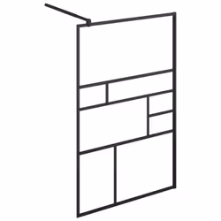 vidaXL Walk-in Shower Wall with Clear ESG Glass Black Bathroom Shower Screen - Additional view 3