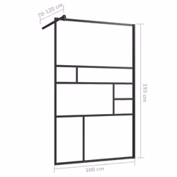 vidaXL Walk-in Shower Wall with Clear ESG Glass Black Bathroom Shower Screen - Additional view 5