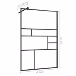vidaXL Walk-in Shower Wall with Clear ESG Glass Black Bathroom Shower Screen - Additional view 5