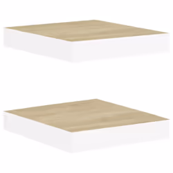 vidaXL 2x Floating Wall Shelves Oak and White MDF Bookcase Wall Board CD Rack - Additional view 9