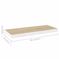 vidaXL 2x Floating Wall Shelves Oak & White MDF Wall Ledge Rack Hanging Shelf - Additional view 11