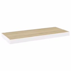 vidaXL 2x Floating Wall Shelves Oak & White MDF Wall Ledge Rack Hanging Shelf
