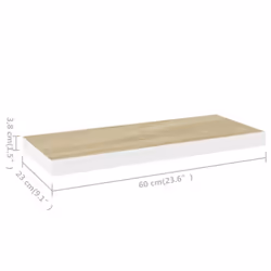 vidaXL 2x Floating Wall Shelves Oak & White MDF Wall Ledge Rack Hanging Shelf - Additional view 8