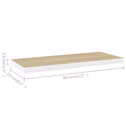 vidaXL 2x Floating Wall Shelves Oak & White MDF Wall Ledge Rack Hanging Shelf - Additional view 11