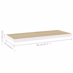 vidaXL 2x Floating Wall Shelves Oak & White MDF Wall Ledge Rack Hanging Shelf - Additional view 8