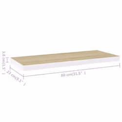 vidaXL 4x Floating Wall Shelves Oak & White MDF Wall Ledge Rack Hanging Shelf - Additional view 10
