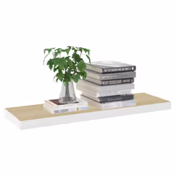 vidaXL 4x Floating Wall Shelves Oak & White MDF Wall Ledge Rack Hanging Shelf - Additional view 9