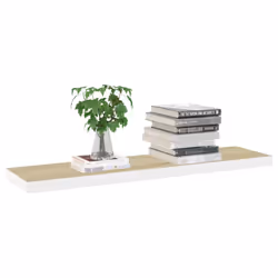 vidaXL 2x Floating Wall Shelves Oak & White MDF Wall Ledge Rack Hanging Shelf - Additional view 10