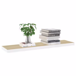 vidaXL 4x Floating Wall Shelves Oak & White MDF Wall Ledge Rack Hanging Shelf - Additional view 10