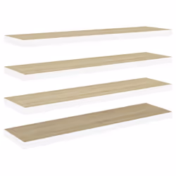 vidaXL 4x Floating Wall Shelves Oak & White MDF Wall Ledge Rack Hanging Shelf - Additional view 9