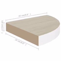 vidaXL Wall Corner Shelf Oak and White MDF Hanging Wall Display Shelf Rack - Additional view 5
