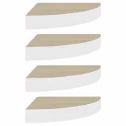 vidaXL 4x Wall Corner Shelves Oak and White MDF Hanging Wall Display Shelf