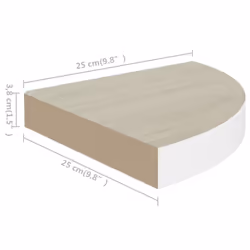vidaXL 4x Wall Corner Shelves Oak and White MDF Hanging Wall Display Shelf - Additional view 4