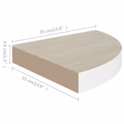vidaXL 4x Wall Corner Shelves Oak and White MDF Hanging Wall Display Shelf