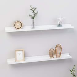 vidaXL 2x Wall Shelves High Gloss White 80x9x3 cm Hanging Display Racks Home