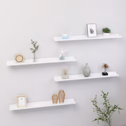 vidaXL 4x Wall Shelves High Gloss White 80x9x3 cm Hanging Display Racks Home
