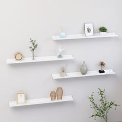 vidaXL 4x Wall Shelves High Gloss White 80x9x3 cm Hanging Display Racks Home