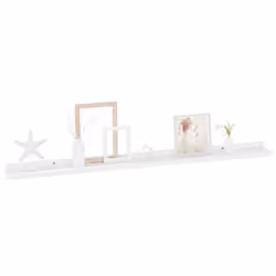 vidaXL 4x Wall Shelves High Gloss White 100x9x3 cm Hanging Display Racks Home - Additional view 2