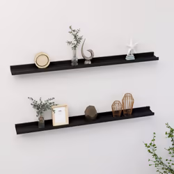 vidaXL 2x Wall Shelves Black 100x9x3 cm Hanging Display Racks Furniture Home