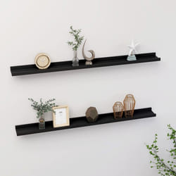 vidaXL 2x Wall Shelves Black 100x9x3 cm Hanging Display Racks Furniture Home