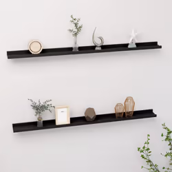 vidaXL 2x Wall Shelves Black 115x9x3 cm Hanging Display Racks Furniture Home