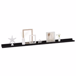 vidaXL 2x Wall Shelves Black 115x9x3 cm Hanging Display Racks Furniture Home
