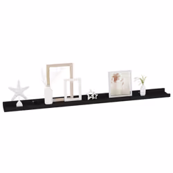 vidaXL 4x Wall Shelves Black 100x9x3 cm Hanging Display Racks Furniture Home