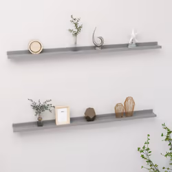 vidaXL 2x Wall Shelves Grey 115x9x3 cm Hanging Display Racks Furniture Home