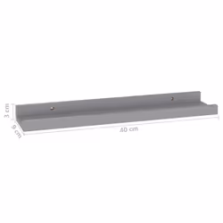 vidaXL 4x Wall Shelves Grey 40x9x3 cm Hanging Display Racks Furniture Home - Additional view 9