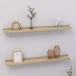 vidaXL 2x Wall Shelves Sonoma Oak 80x9x3 cm Hanging Display Racks Furniture