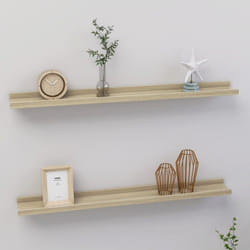 vidaXL 2x Wall Shelves Sonoma Oak 80x9x3 cm Hanging Display Racks Furniture