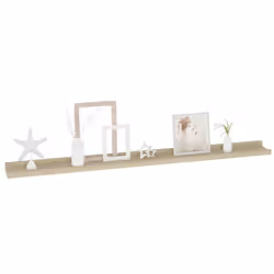 vidaXL 2x Wall Shelves Sonoma Oak 100x9x3 cm Hanging Display Racks Furniture - Additional view 2