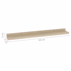 vidaXL 4x Wall Shelves Sonoma Oak 60x9x3 cm Hanging Display Racks Furniture - Additional view 9