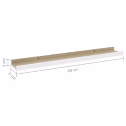 vidaXL 2x Wall Shelves White and Sonoma Oak 60x9x3 cm Hanging Display Racks - Additional view 8