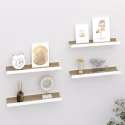 vidaXL 4x Wall Shelves White and Sonoma Oak 40x9x3 cm Hanging Display Racks