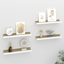 vidaXL 4x Wall Shelves White and Sonoma Oak 40x9x3 cm Hanging Display Racks