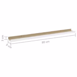 vidaXL 4x Wall Shelves White and Sonoma Oak 80x9x3 cm Hanging Display Racks - Additional view 8