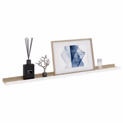 vidaXL 4x Wall Shelves White and Sonoma Oak 100x9x3 cm Hanging Display Racks - Additional view 2