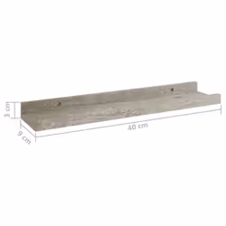 vidaXL 4x Wall Shelves Concrete Grey 40x9x3 cm Hanging Display Racks Home - Additional view 8