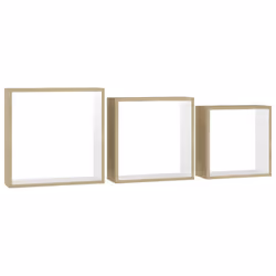 vidaXL 3x Wall Cube Shelves White and Sonoma Oak Bookcase Storage Furniture - Additional view 2
