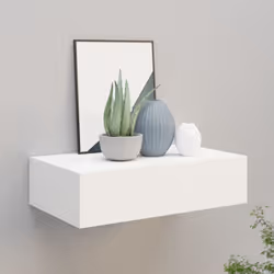 vidaXL Wall-mounted Drawer Shelf White MDF Wall CabinetFloating Shelf Set