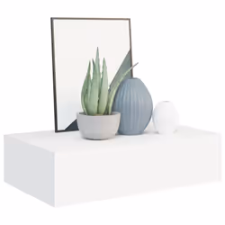 vidaXL 2x Wall-mounted Drawer Shelves White MDF Wall CabinetFloating Shelf