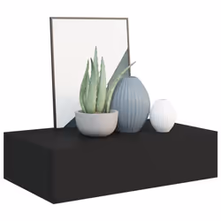vidaXL 2x Wall-mounted Drawer Shelves Black MDF Wall CabinetFloating Shelf